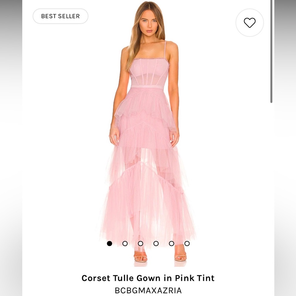 BCBGMAXAZRIA Corset Tulle Gown in Pink Tint (BCBG Pink Formal Dress)